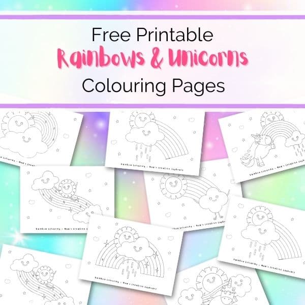 Rainbows & Unicorns Coloring Sheets